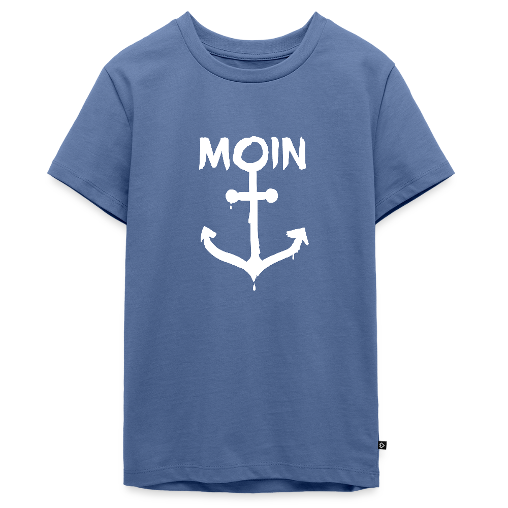 Teenager Premium T-Shirt - Moin Anker (weiss) - Taubenblau