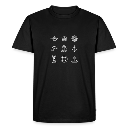 Herren Premium Bio T-Shirt - Nautik Doodles (weiss) - Schwarz