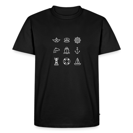 Herren Premium Bio T-Shirt - Nautik Doodles (weiss) - Schwarz