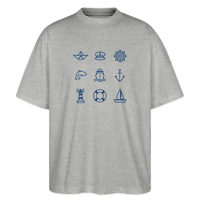 Unisex Oversize Bio-T-Shirt - Nautik Doodles - Grau meliert