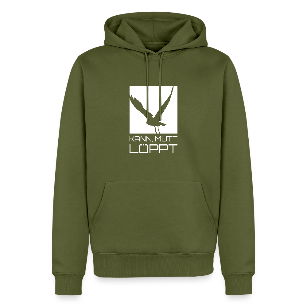Herren Premium Hoodie - kann, mutt, löppt - Khaki