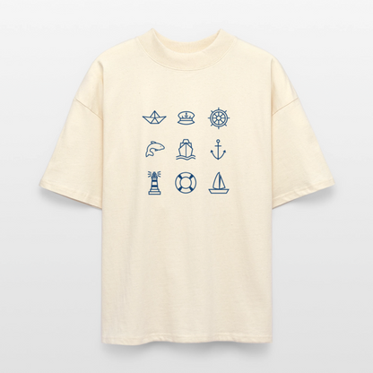 Unisex Oversize Bio-T-Shirt - Nautik Doodles - Weißgrau