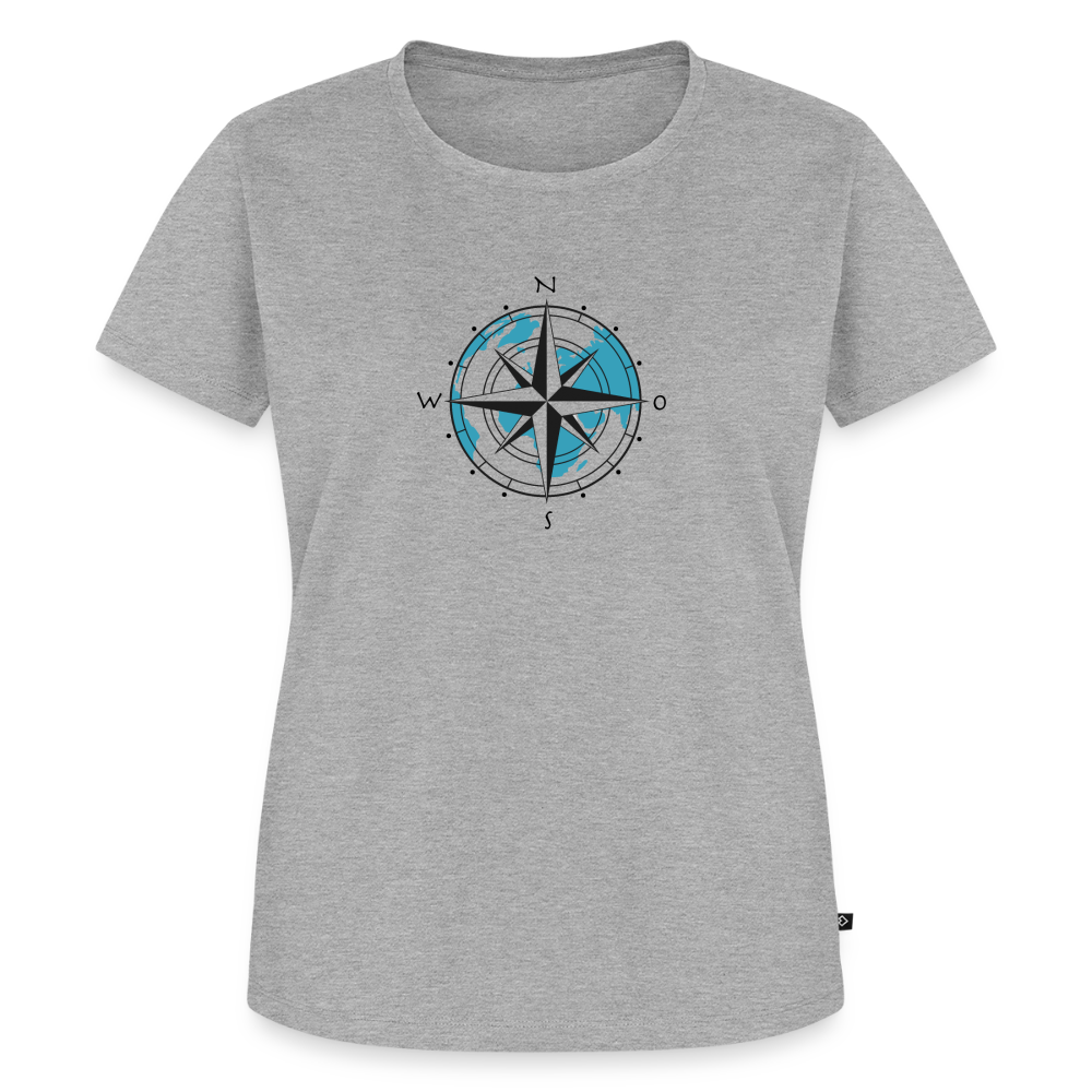 Damen Premium Bio T-Shirt - Kompass - Grau meliert