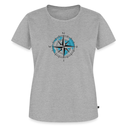 Damen Premium Bio T-Shirt - Kompass - Grau meliert