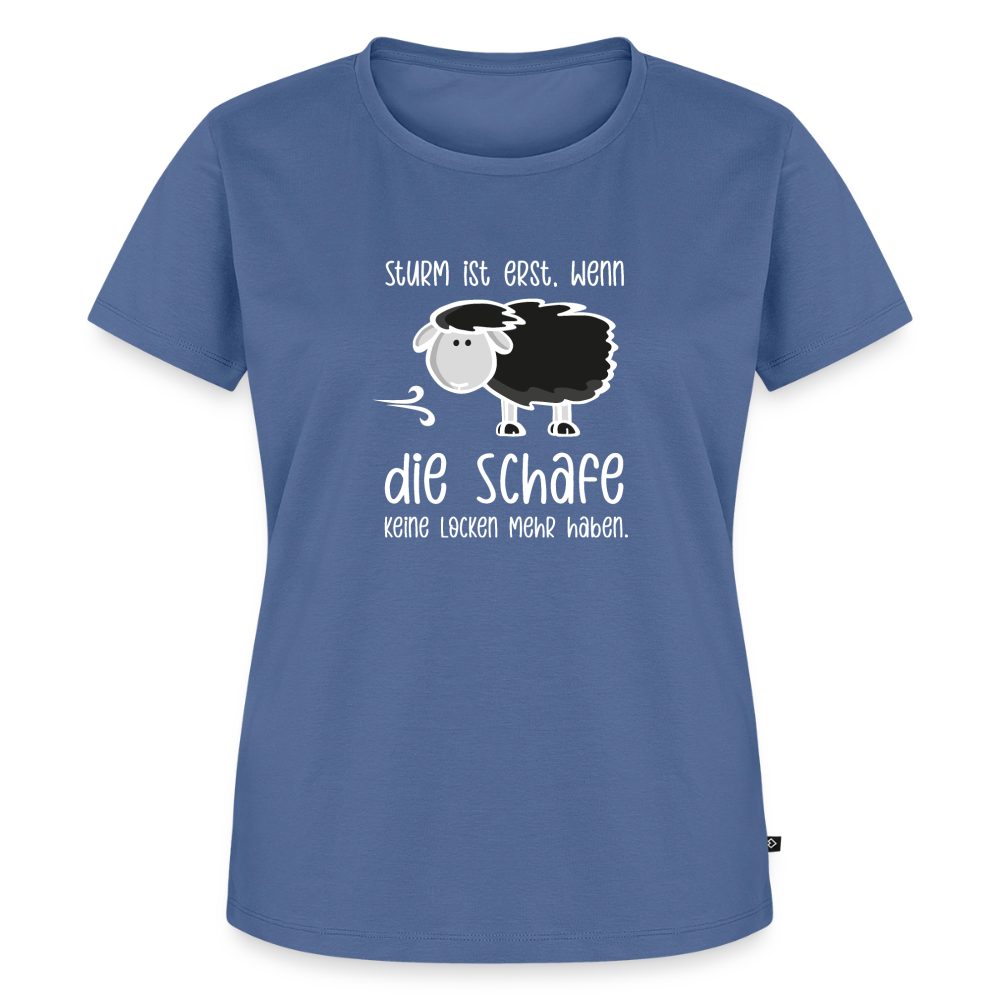 Damen Premium Bio T-Shirt - Schaf (weiss) - Taubenblau