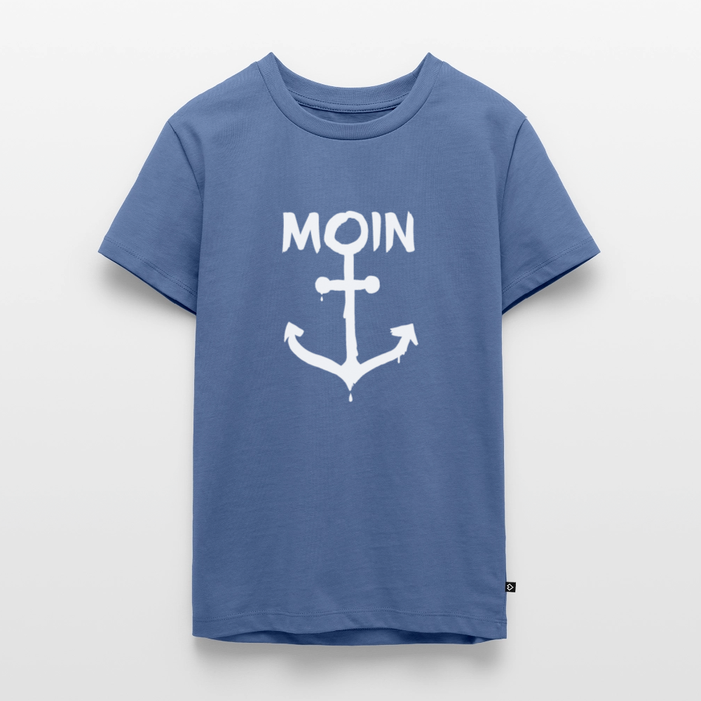 Teenager Premium T-Shirt - Moin Anker (weiss) - Taubenblau