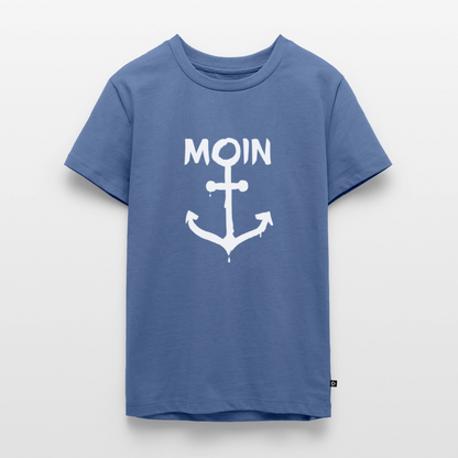 Teenager Premium T-Shirt - Moin Anker (weiss) - Taubenblau