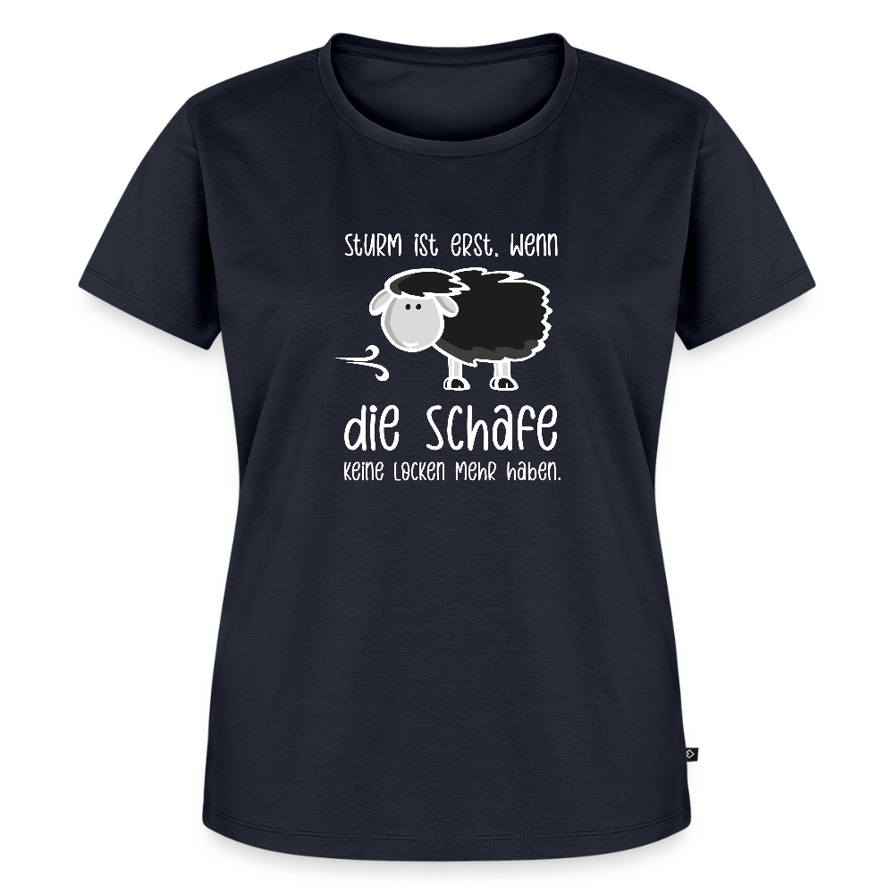Damen Premium Bio T-Shirt - Schaf (weiss) - Navy