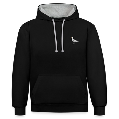 Möwe - Unisex Kontrast-Hoodie - Schwarz/Grau meliert