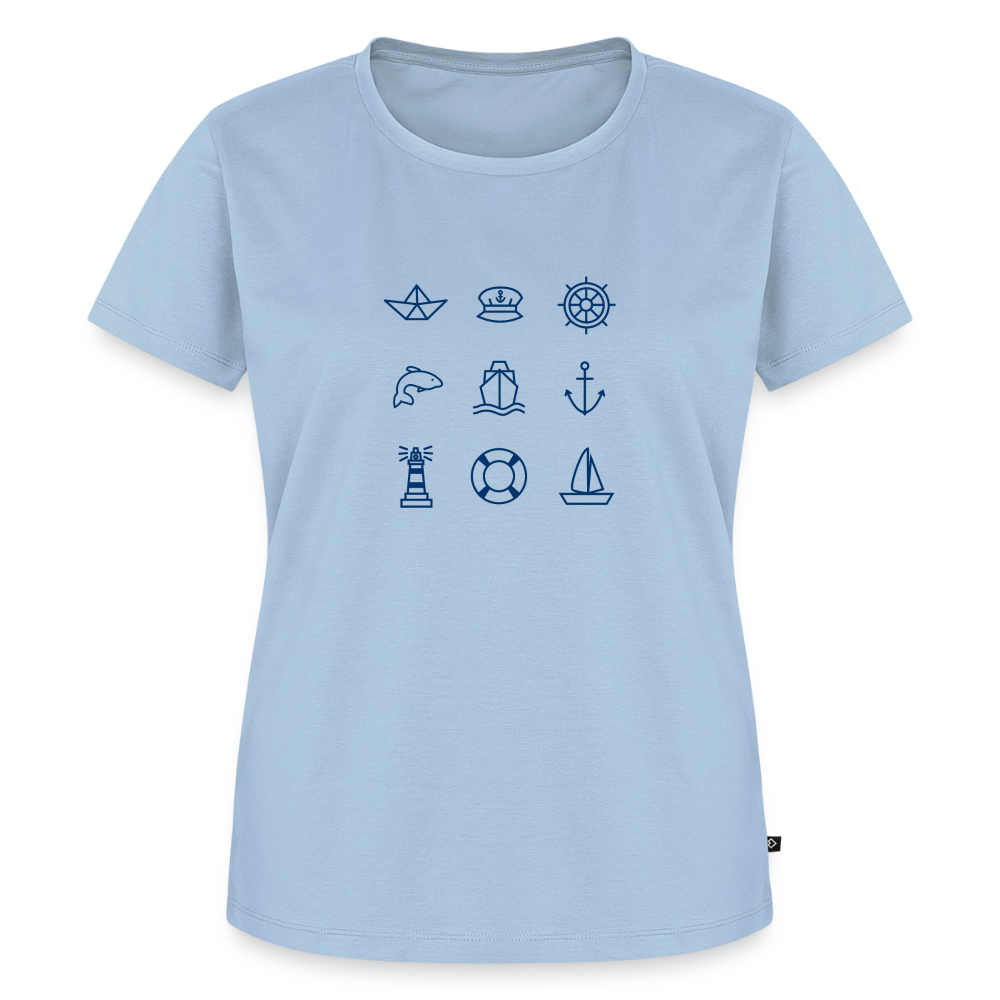 Damen Premium Bio T-Shirt - Nautik Doodles - Hellblau