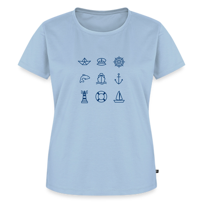Damen Premium Bio T-Shirt - Nautik Doodles - Hellblau