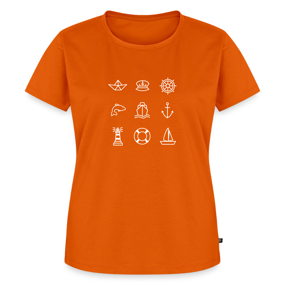 Damen Premium Bio T-Shirt - Nautik Doodles (weiss) - Orange 