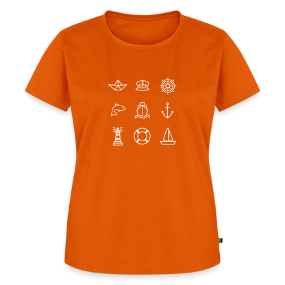 Damen Premium Bio T-Shirt - Nautik Doodles (weiss) - Orange 