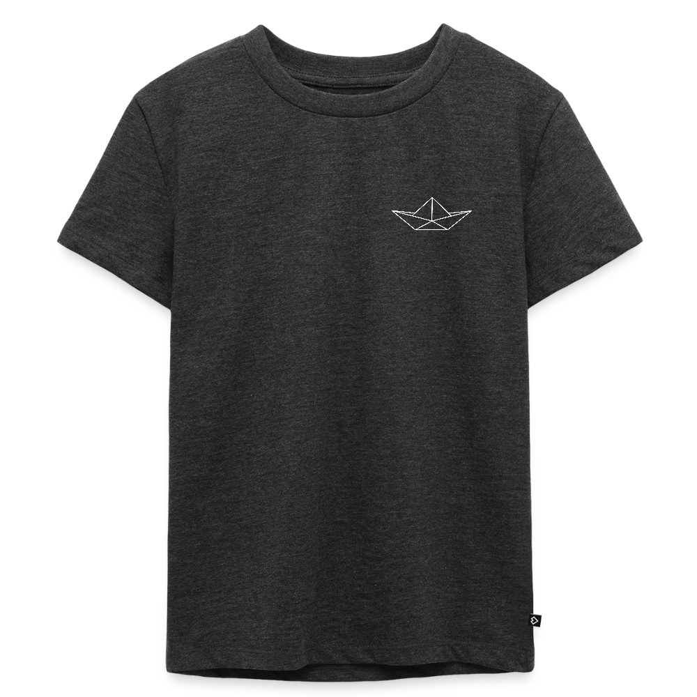 Kinder Premium T-Shirt - Origami Boot (weiss) - Anthrazit meliert
