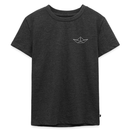 Kinder Premium T-Shirt - Origami Boot (weiss) - Anthrazit meliert