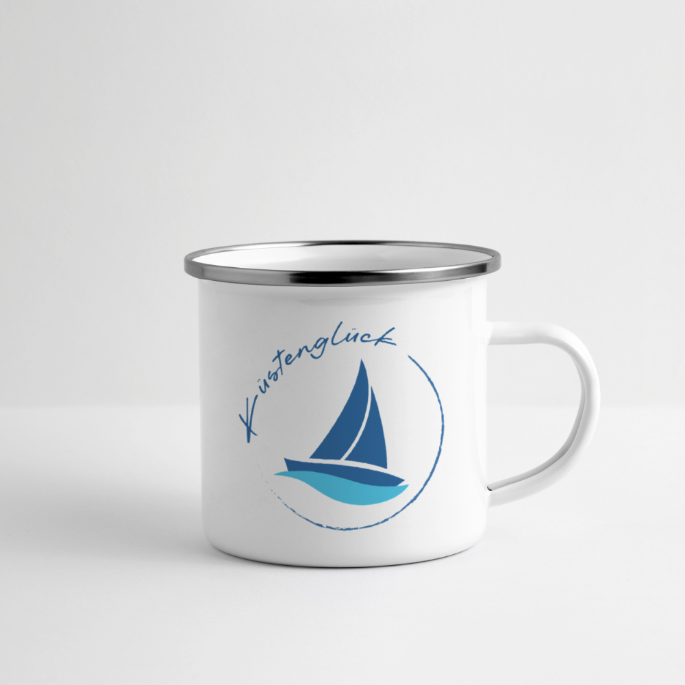 Emaille-Tasse - Küstenglück - Weiß