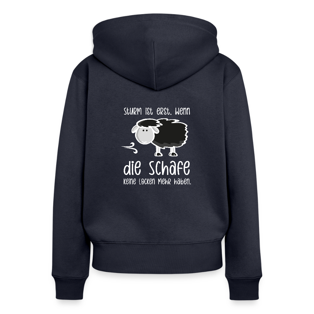 Damen Premium Kapuzenjacke - Schaf (weiss) - Navy