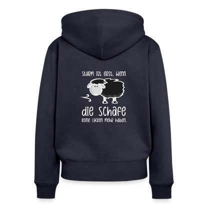 Damen Premium Kapuzenjacke - Schaf (weiss) - Navy
