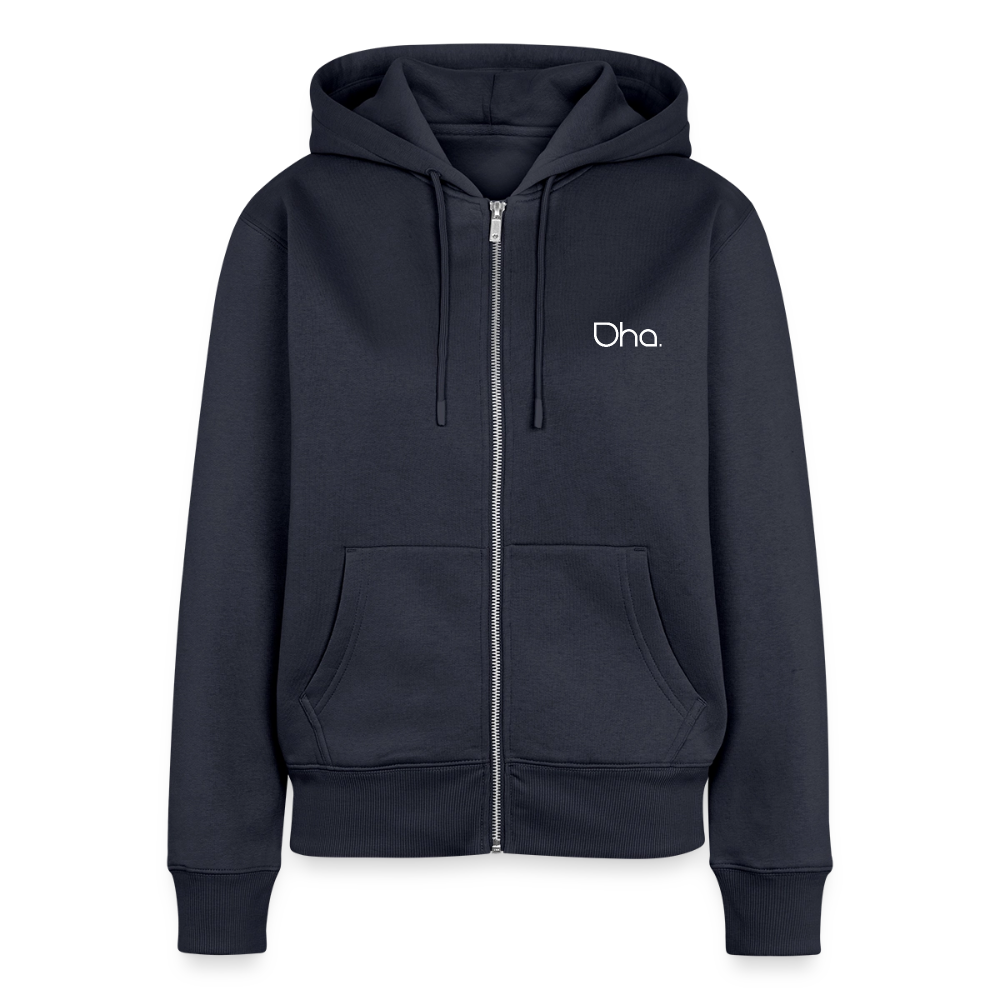 Oha (weiß) - Damen Premium Kapuzenjacke - Navy