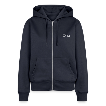 Oha (weiß) - Damen Premium Kapuzenjacke - Navy