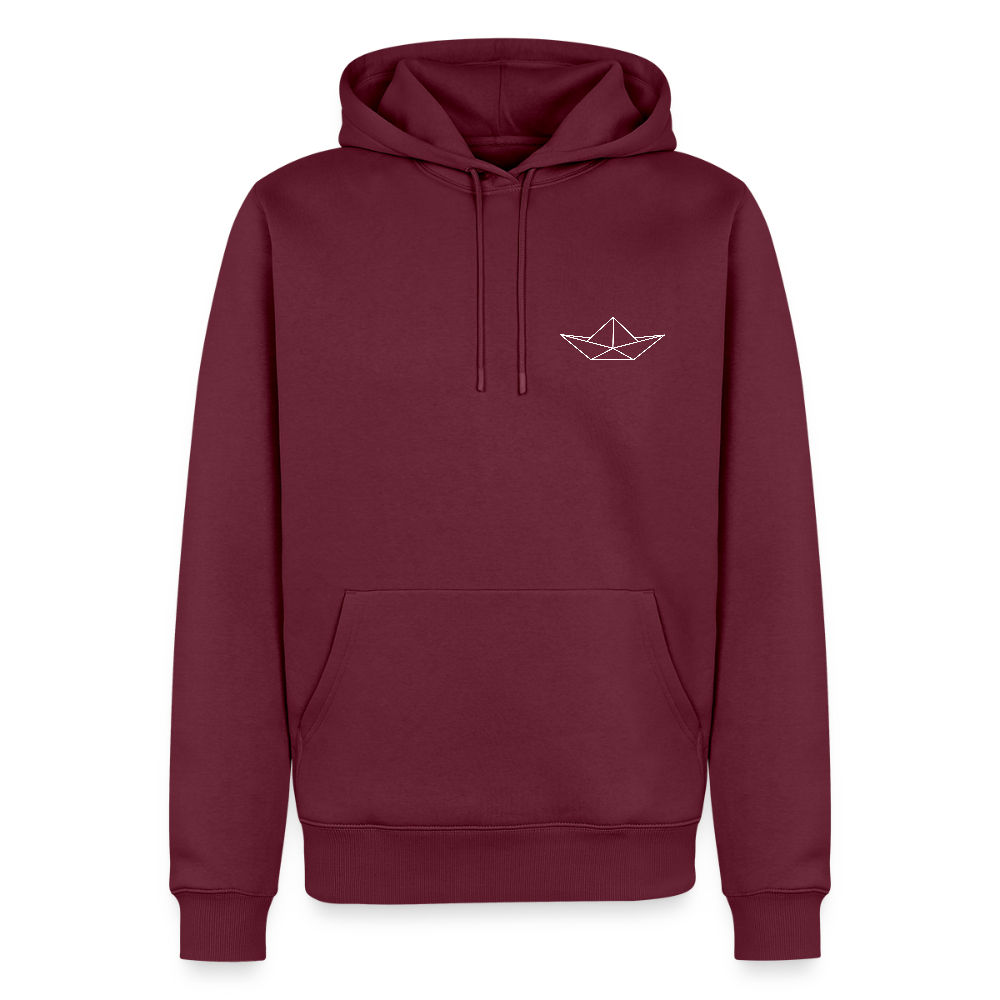 Herren Premium Hoodie - Origami Boot (weiss) - Burgunderrot