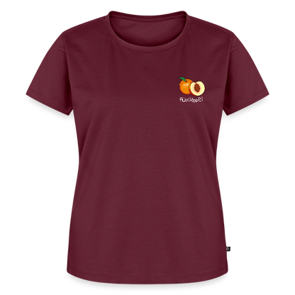 Damen Premium Bio T-Shirt - Plüschappel (weiß) - Burgunderrot