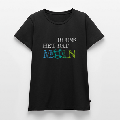 Damen Premium Bio T-Shirt - Bi uns het dat Moin (weiss) - Schwarz