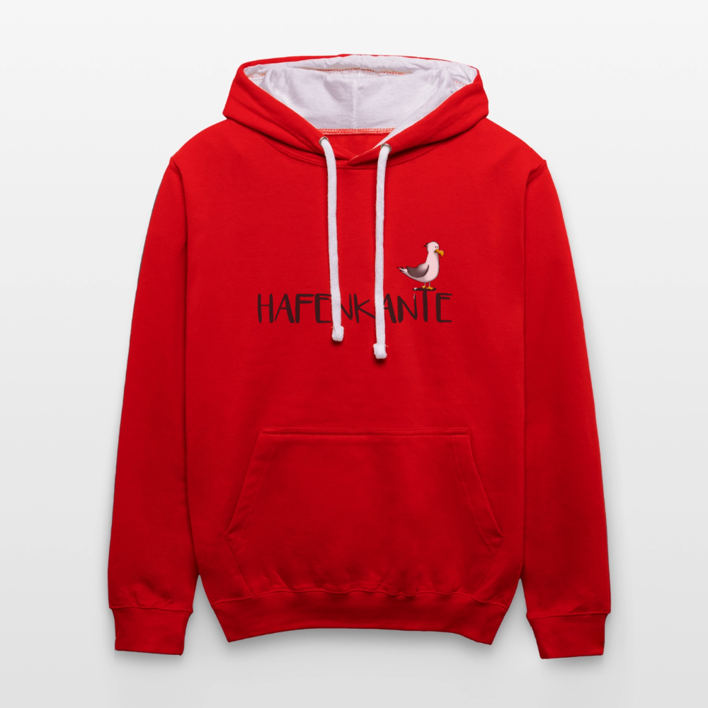 Hafenkante - Unisex Kontrast-Hoodie - Rot/Weiß
