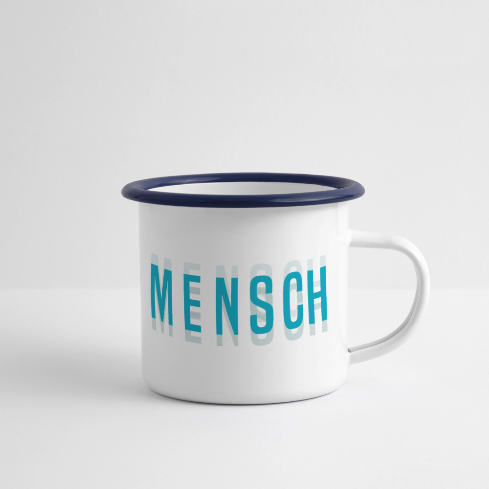 Nordseemensch - Panorama Emaille-Tasse - Weiß/Blau