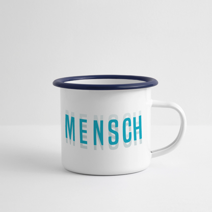 Nordseemensch - Panorama Emaille-Tasse - Weiß/Blau