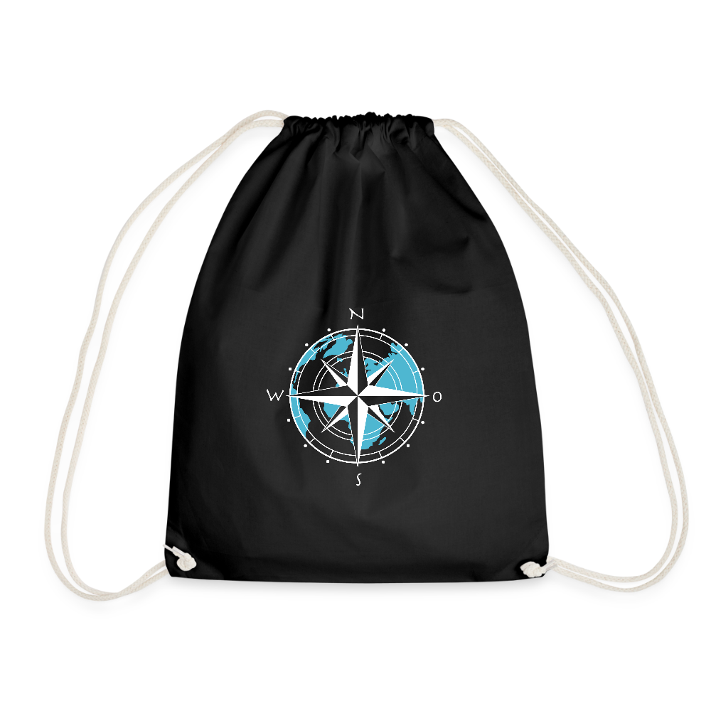 Turnbeutel - Kompass (weiss) - Schwarz