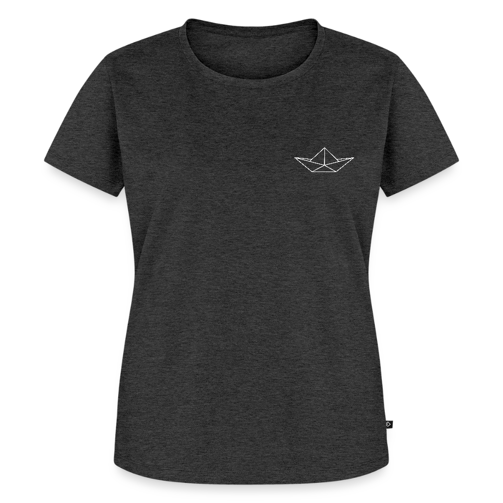 Damen Premium Bio T-Shirt - Origami Boot (weiss) - Anthrazit meliert