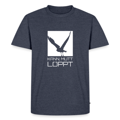 Herren Premium Bio T-Shirt - kann, mutt, löppt (weiss) - Jeansblau 