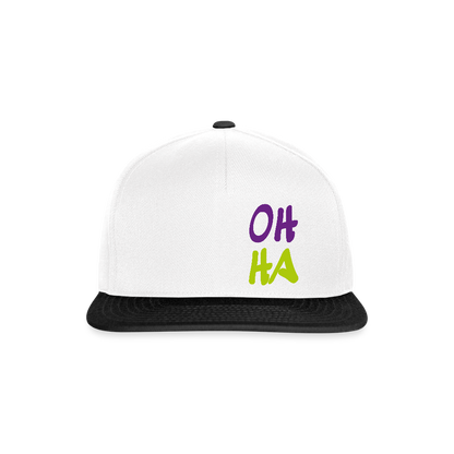 Snapback Cap - Oh ha - Weiß/Schwarz