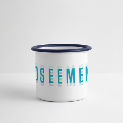 Nordseemensch - Panorama Emaille-Tasse - Weiß/Blau