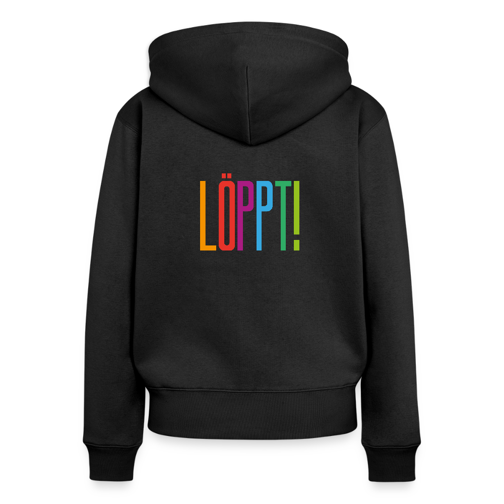 Damen Premium Kapuzenjacke - Löppt! - Schwarz