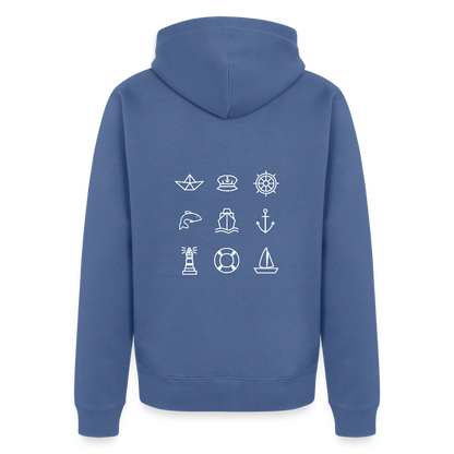 Herren Premium Kapuzenjacke - Nautik Doodles (weiss) - Taubenblau