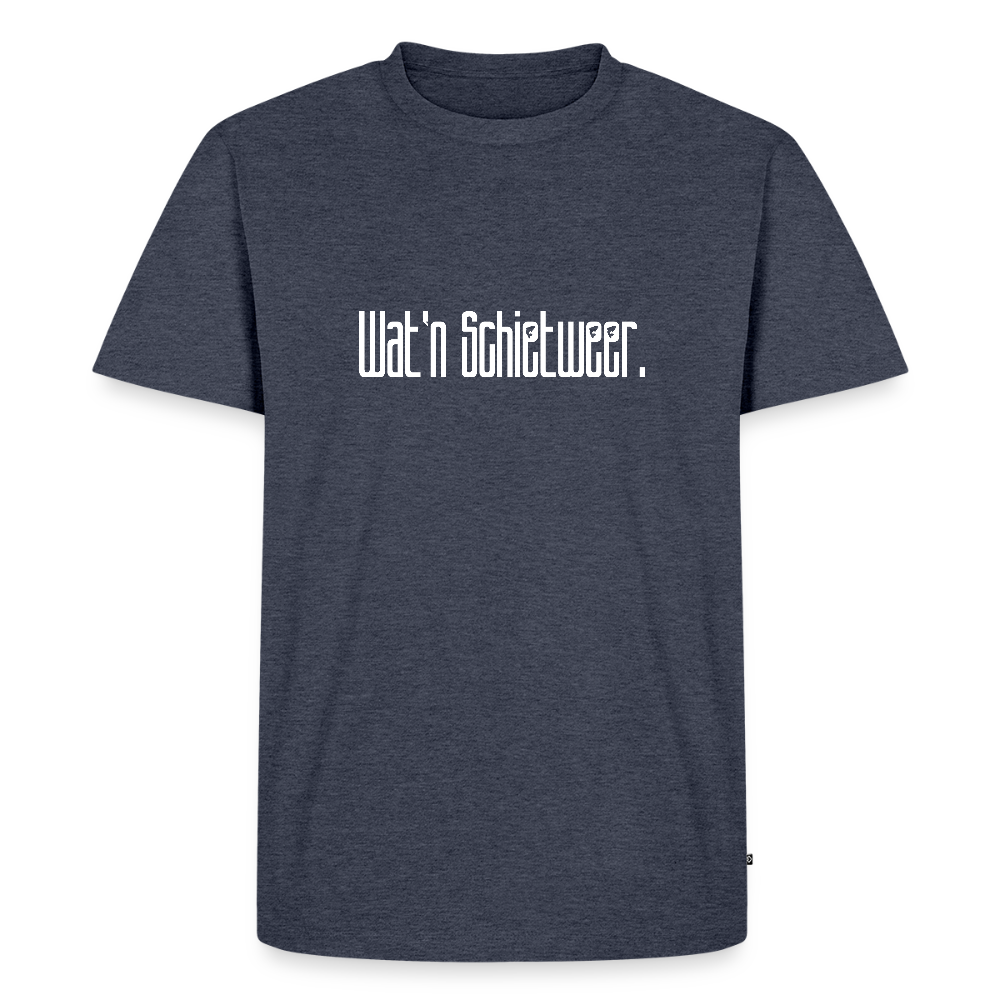 Herren Premium Bio T-Shirt - wat'n Schietweer (weiss) - Jeansblau 