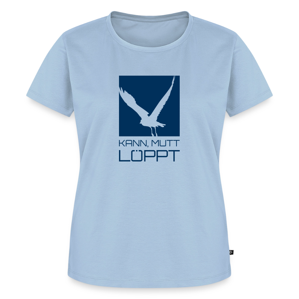 Damen Premium Bio T-Shirt - Kann, mutt, löppt - Hellblau