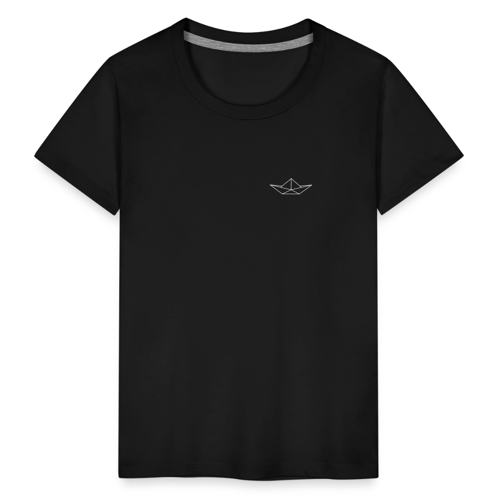 Kinder Premium T-Shirt - Origami Boot (weiss) - Schwarz
