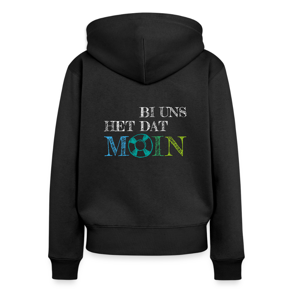 Damen Premium Kapuzenjacke - Bi uns het dat Moin (weiss) - Schwarz