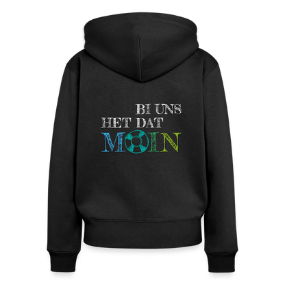 Damen Premium Kapuzenjacke - Bi uns het dat Moin (weiss) - Schwarz