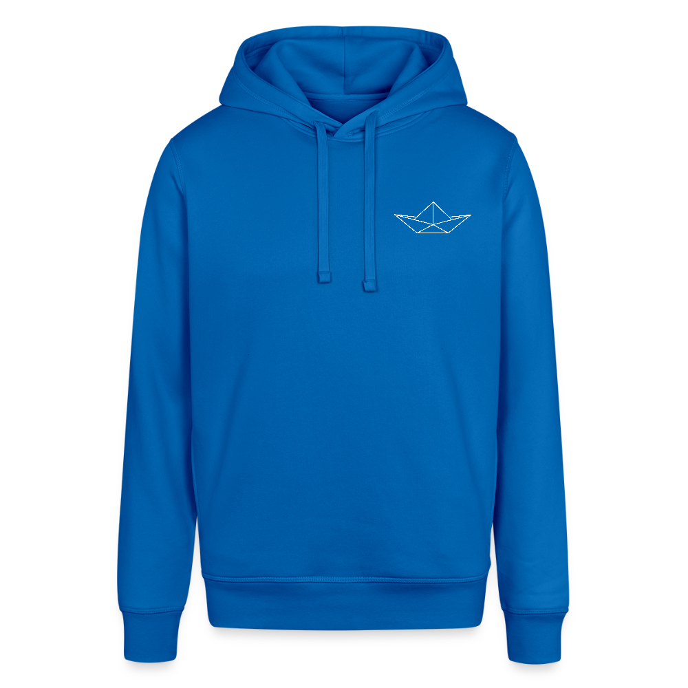 Unisex Bio-Hoodie - Origami Boot (weiss) - Königsblau