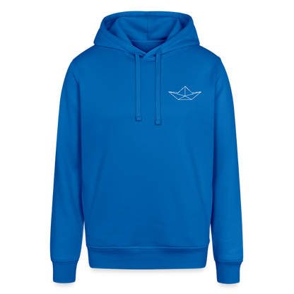 Unisex Bio-Hoodie - Origami Boot (weiss) - Königsblau