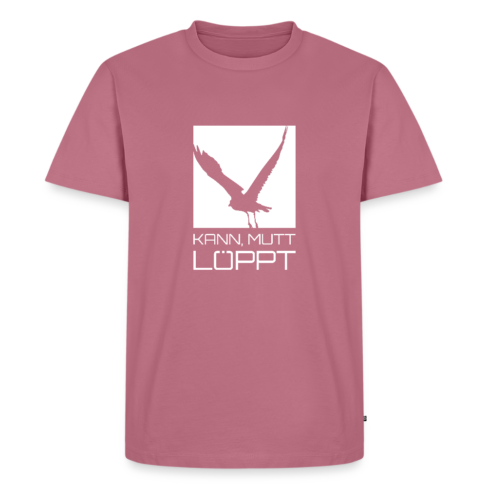 Herren Premium Bio T-Shirt - kann, mutt, löppt (weiss) - Mauve