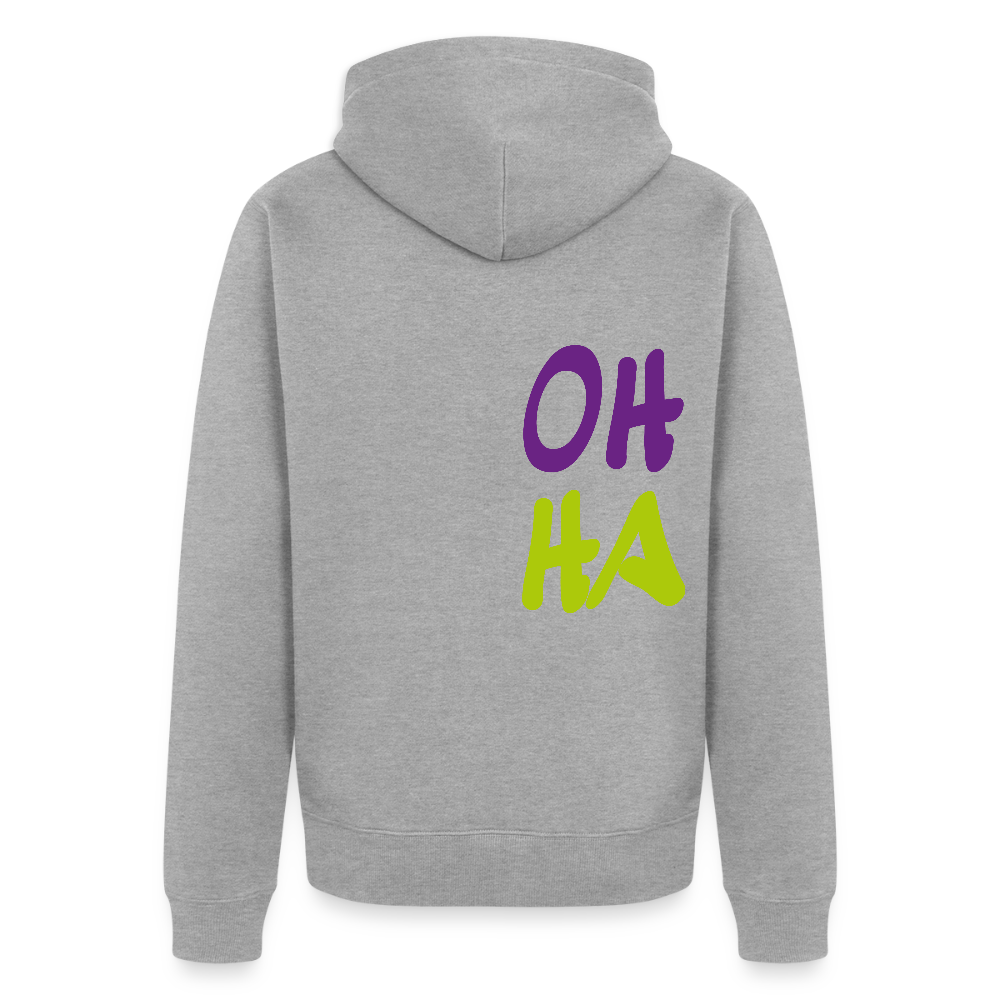 Herren Premium Kapuzenjacke - Oh ha - Grau meliert