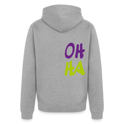 Herren Premium Kapuzenjacke - Oh ha - Grau meliert