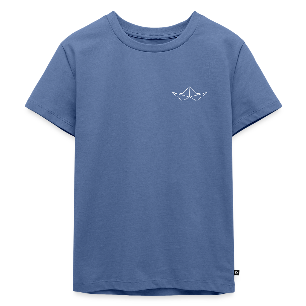 Kinder Premium T-Shirt - Origami Boot (weiss) - Taubenblau