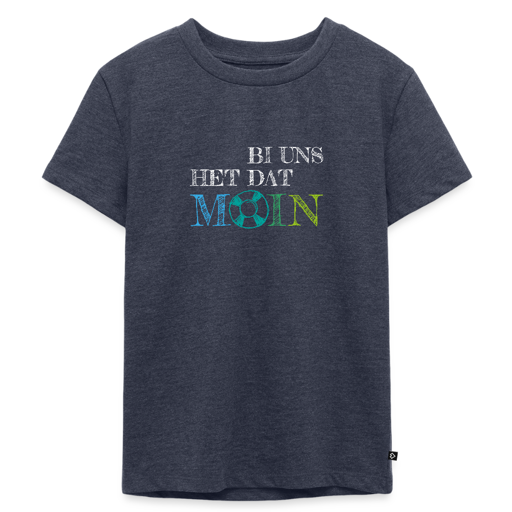 Kinder Premium T-Shirt - Bi uns het dat Moin (weiss) - Jeansblau 