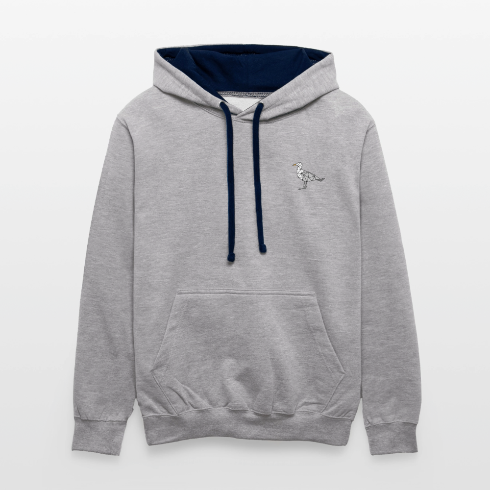 Möwe - Unisex Kontrast-Hoodie - Grau meliert/Navy